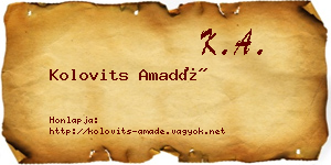 Kolovits Amadé névjegykártya