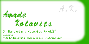 amade kolovits business card